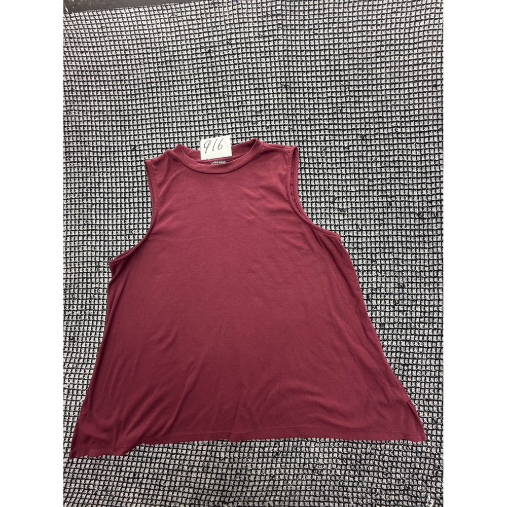 Hannah Tank Top Womens X-Large Burgundy Ribbed Swing Sleeveless Crew Neck